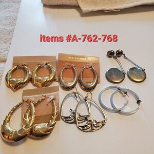 6 Pair of Earrings, items #A-762-768, wt. 75 grams.